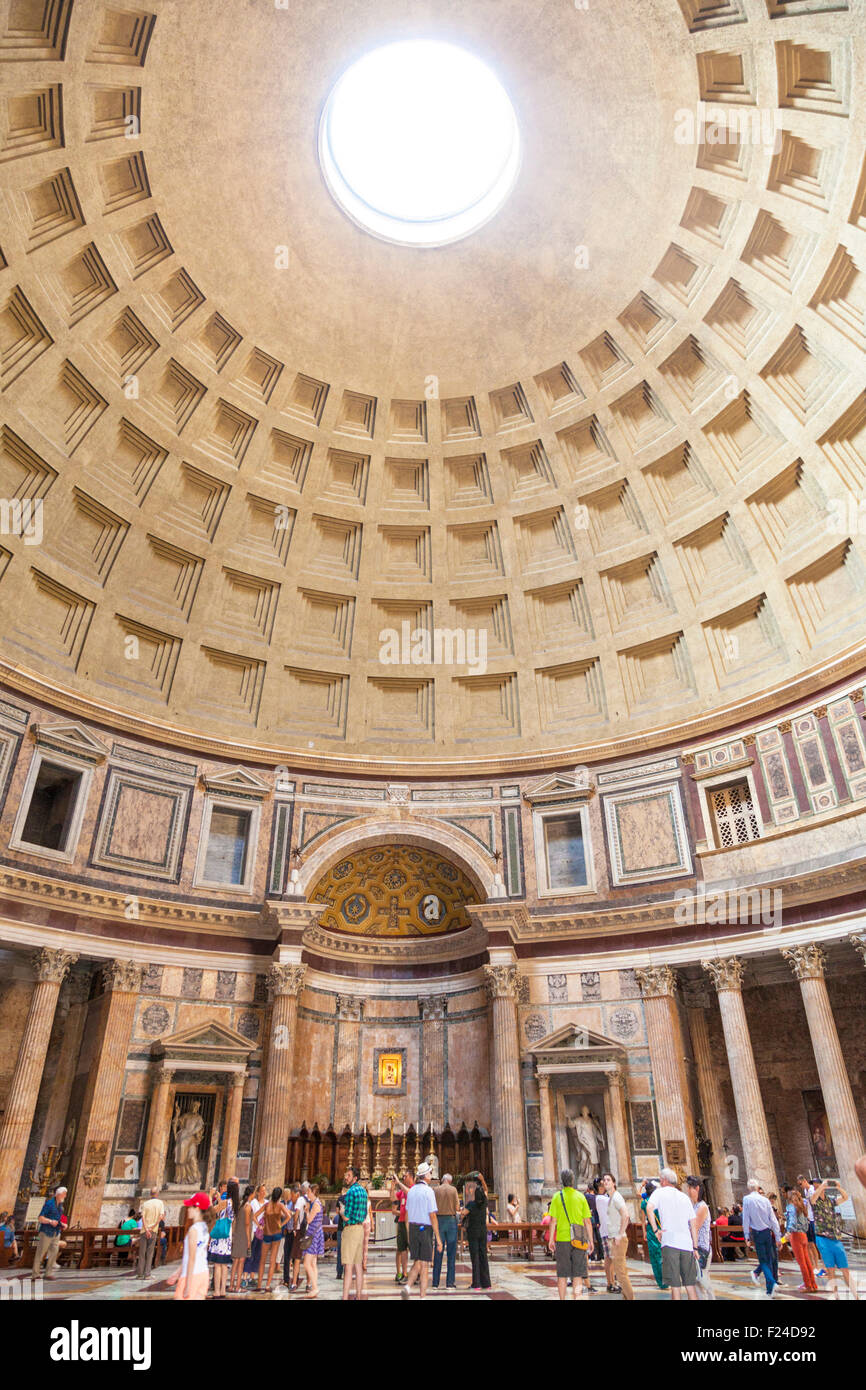 The Pantheon temple of Roman Gods and church inside space Piazza della Rotonda Roma Rome Lazio Italy EU Europe Stock Photo