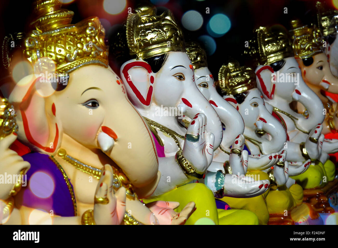 Ganesha Idols with different moods and poses for sale during ...