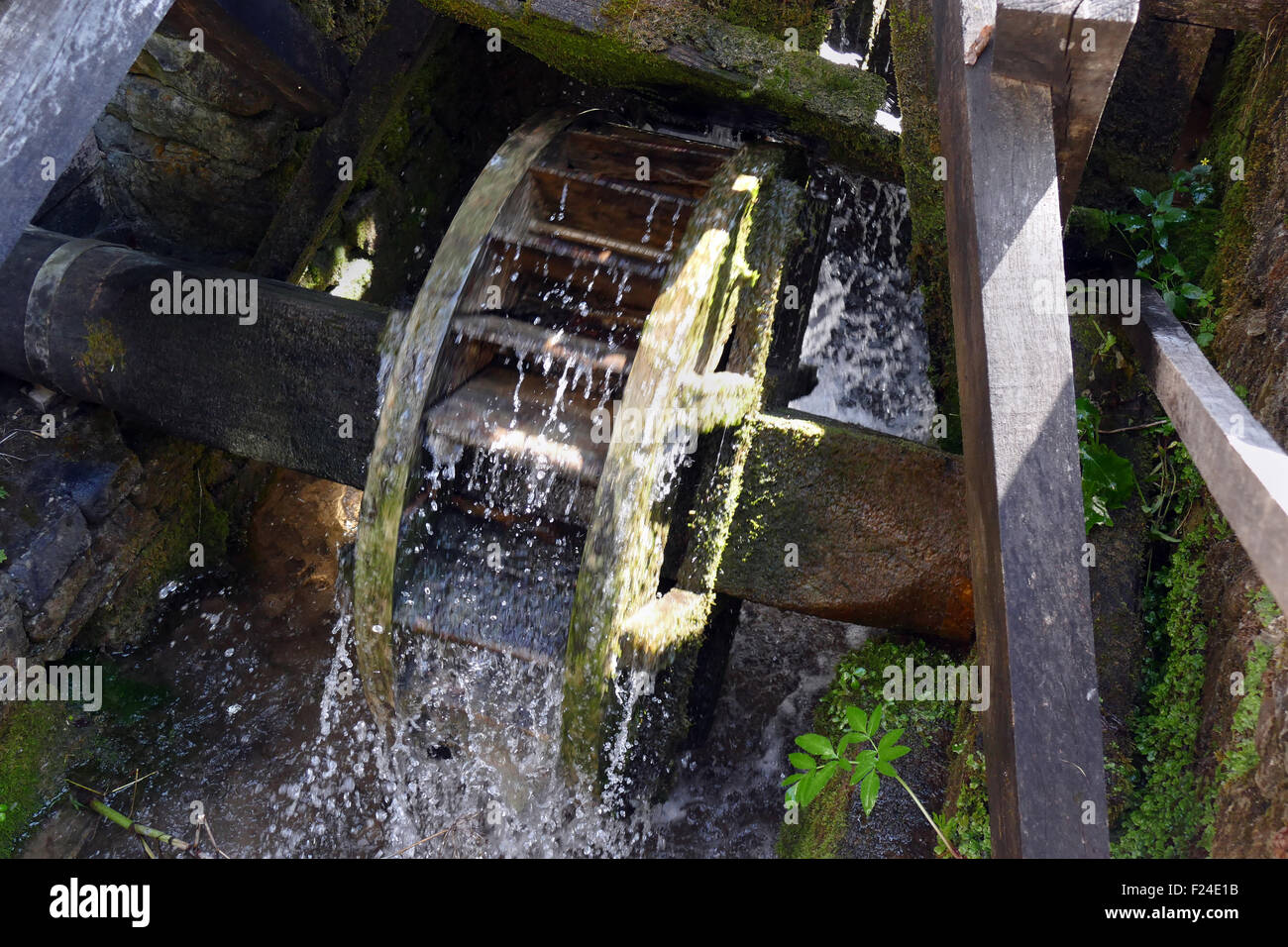 Use of water to drive the mill. Stock Photo