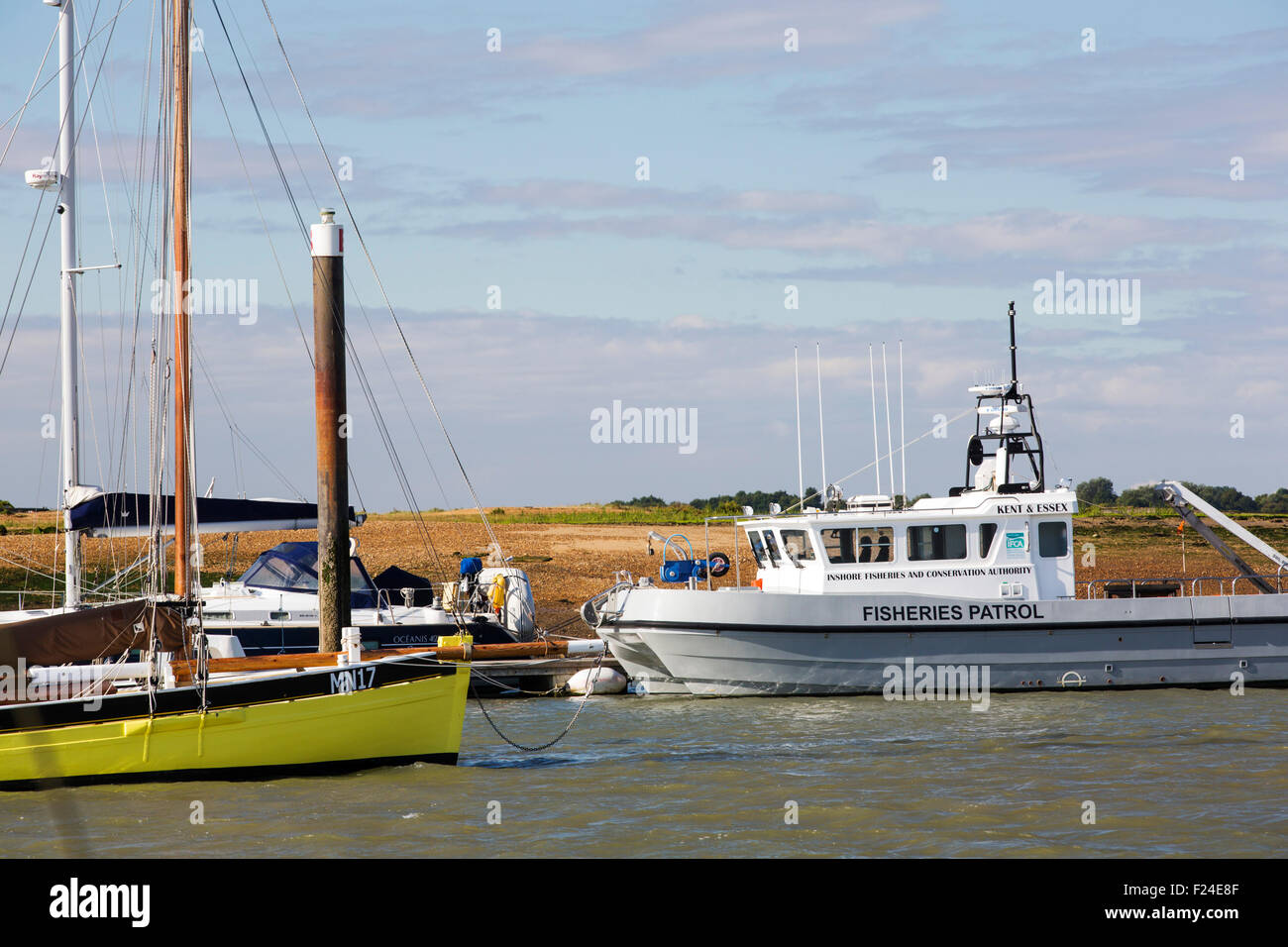 An inshore fisheries patrol vessel in Brighlingsea, Essex, UK. Stock Photo