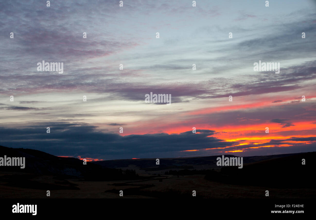 Sunrise in the rural scene in the spanish countryside, Spain Stock Photo