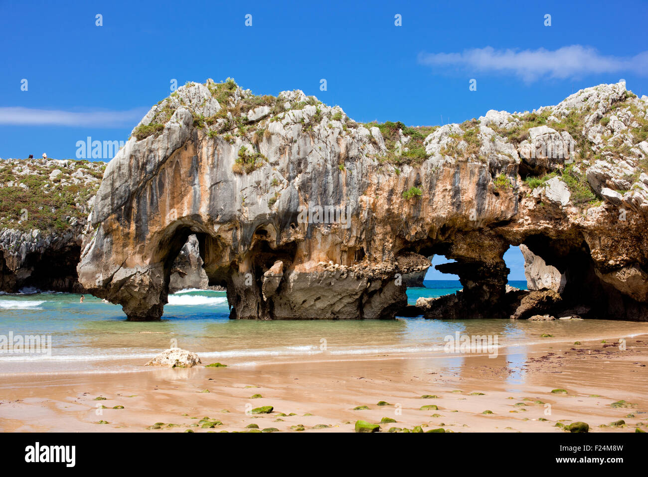 Beach of Cuevas del Mar, Nueva de Llanes - Asturias in Spain Stock Photo -  Alamy