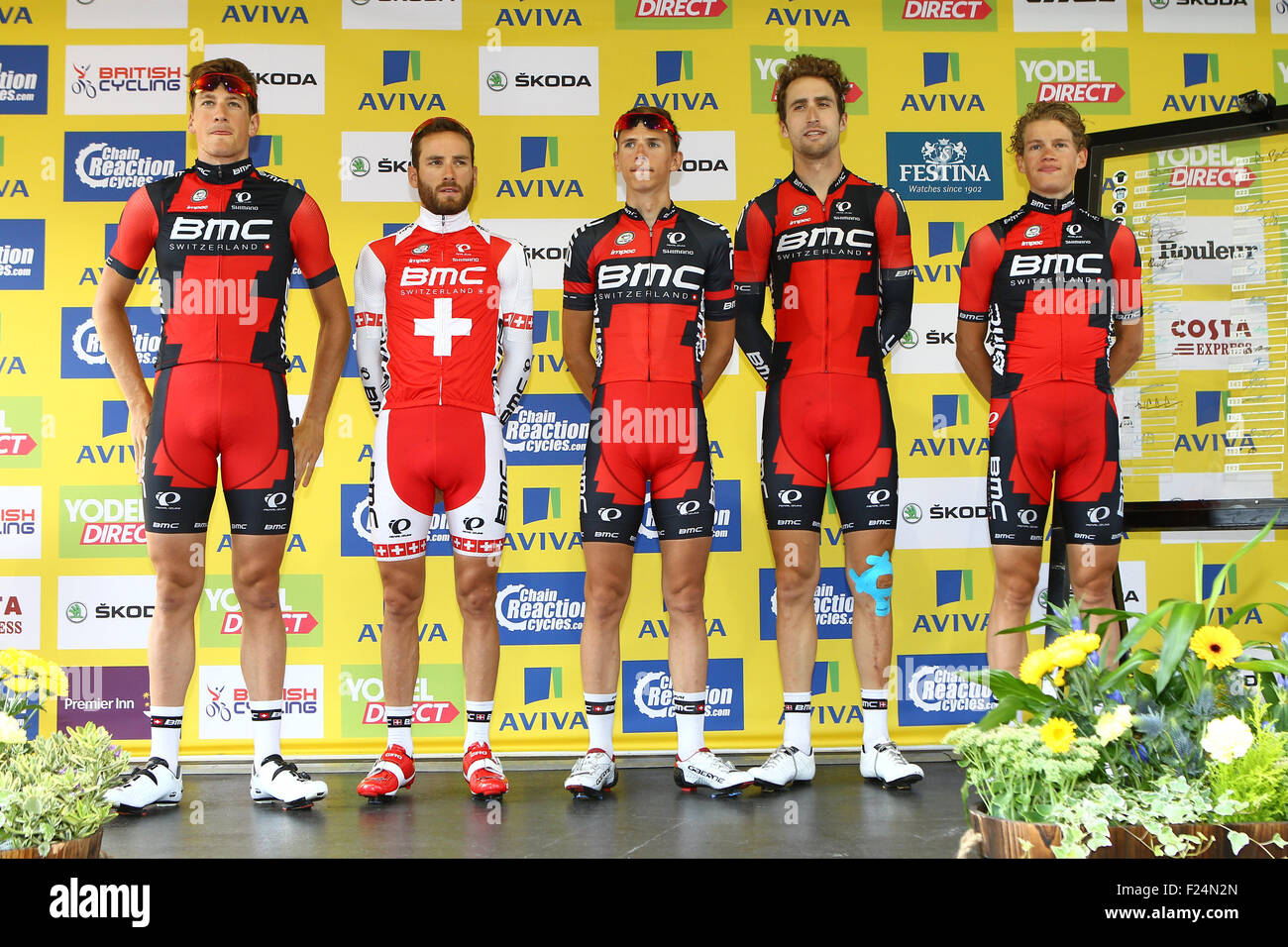 Stoke, UK. 11th Sep, 2015. Tour Of Britain Stage Six. Stoke to Nottingham. The BMC Racing Team register ahead of stage 6. © Action Plus Sports/Alamy Live News Stock Photo