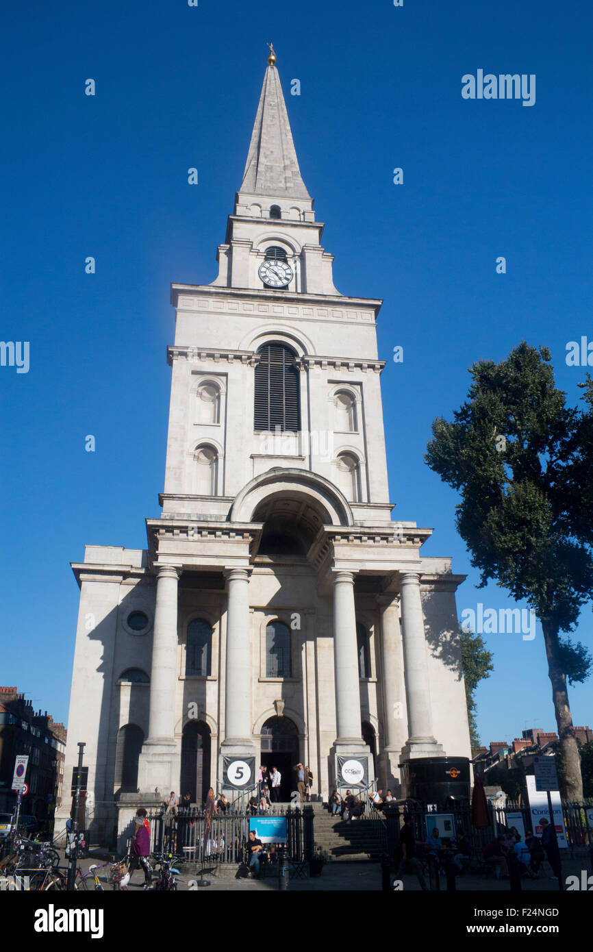 Christ Church Spitalfields tower and portico East End London England UK Stock Photo