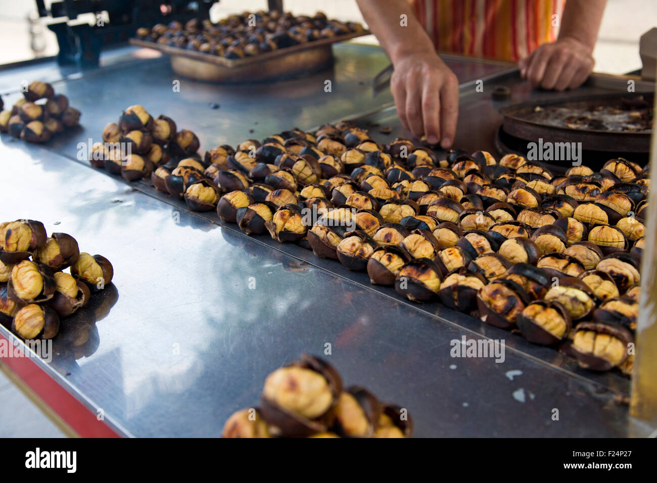 Grilled chestnuts for sale Stock Photo
