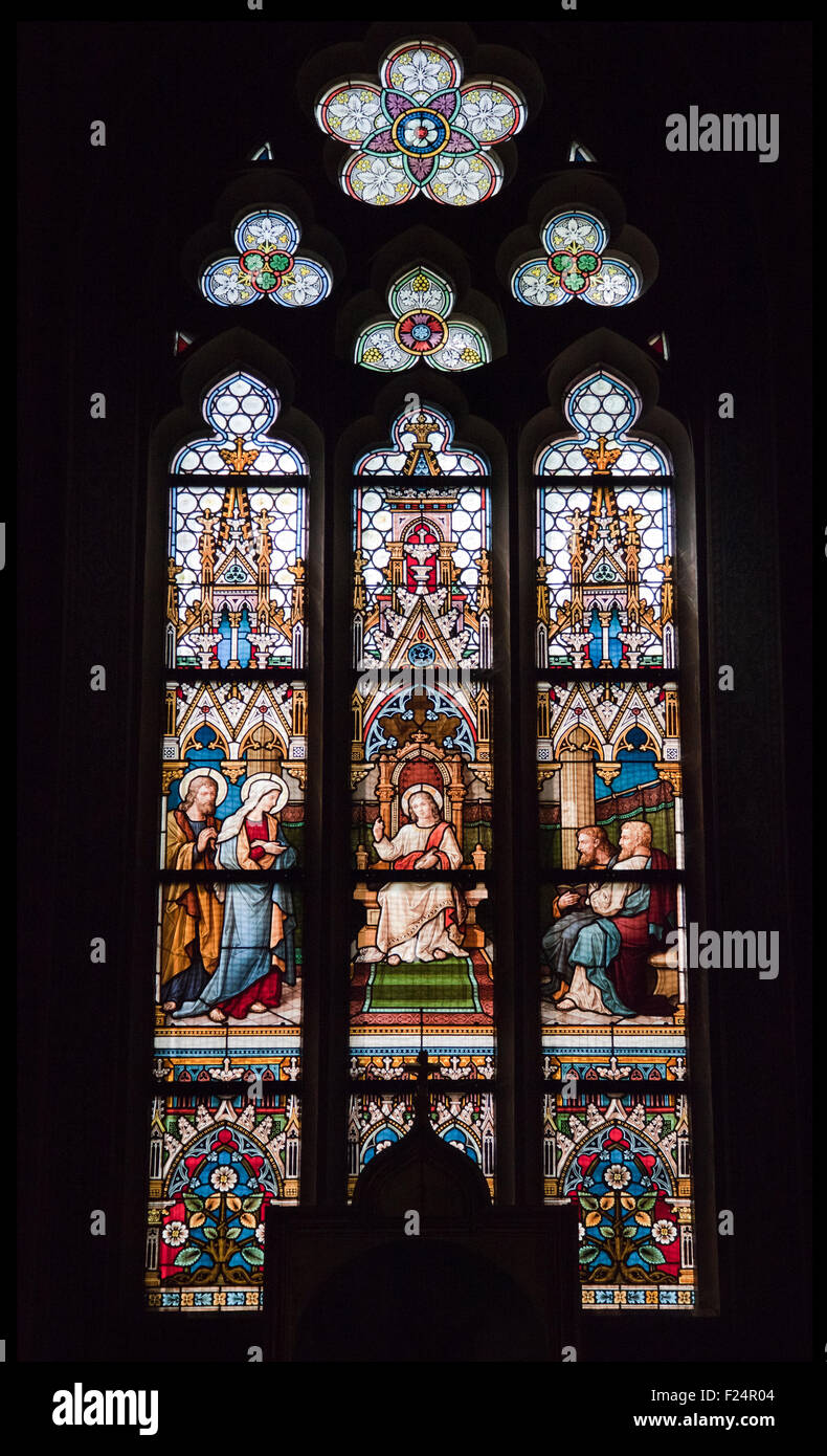 Stained-glass window in Saint Peter and Paul Cathedral, Prague Stock Photo
