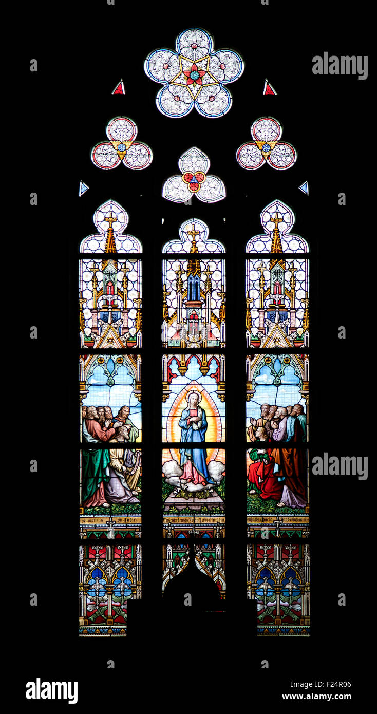 Stained-glass window in Saint Peter and Paul Cathedral, Prague Stock Photo