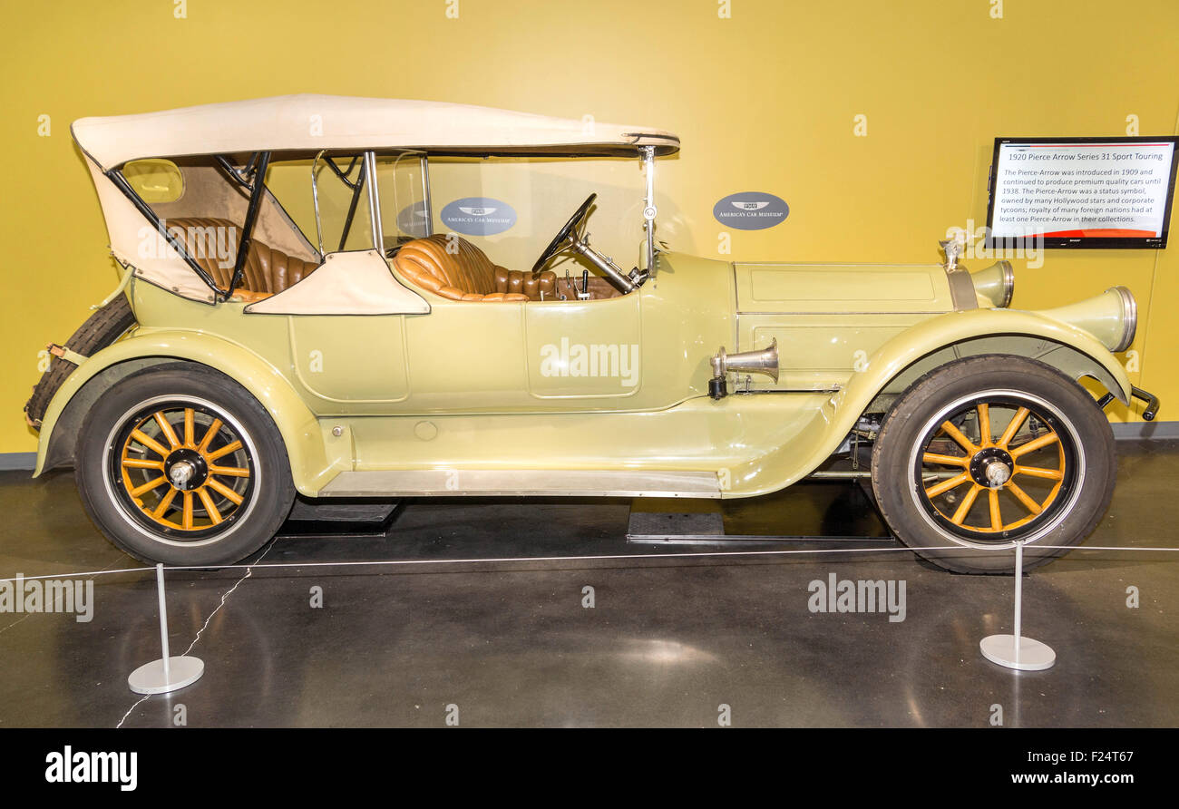 1929 Pierce Arrow Series 31 Sport touring. Fewer than a dozen survive in modern times.  On display at the American Car Museum, T Stock Photo