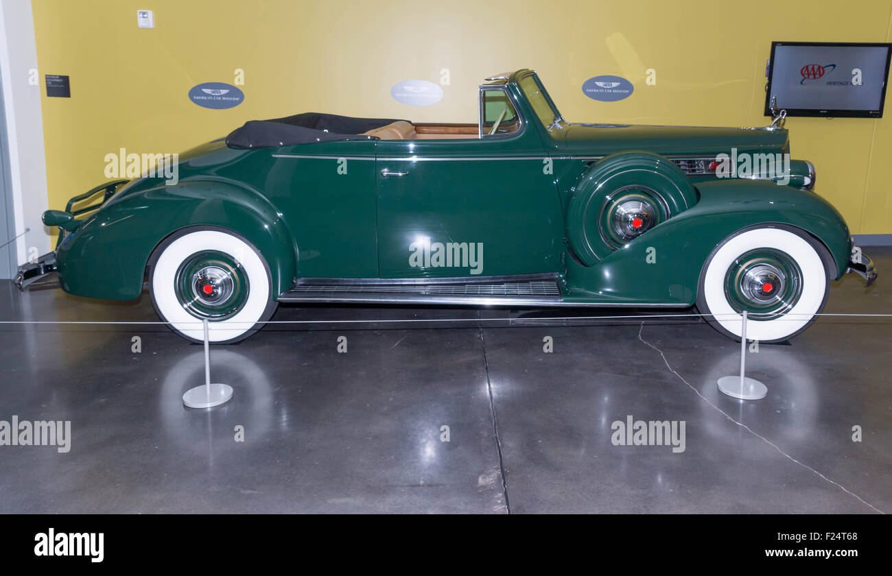 1939 Packard Super eight Convertible Coupe, on display at the American Car Museum, Tacoma, Washington. 9 May, 2015. Stock Photo