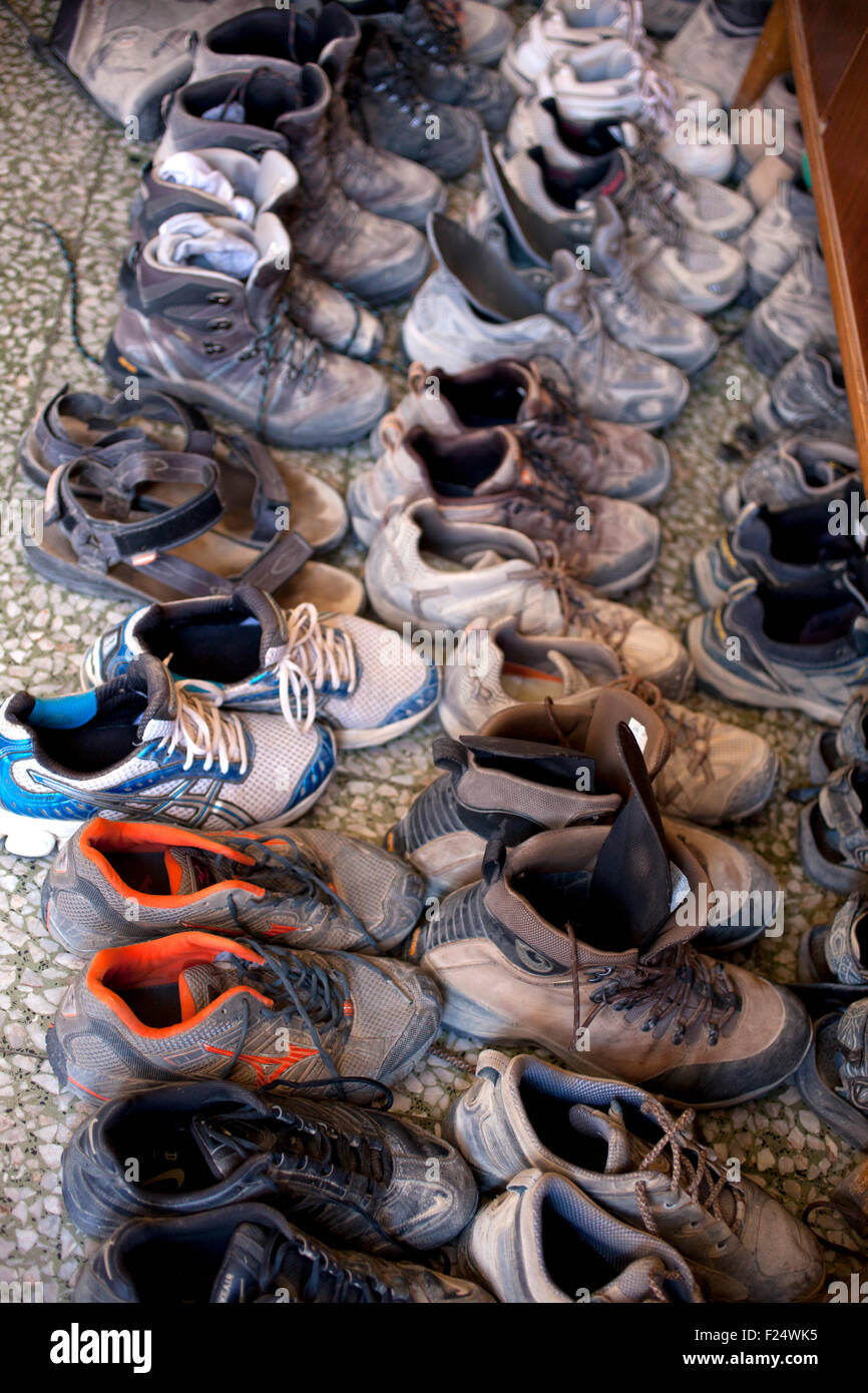 A lot of Dusty boots Stock Photo