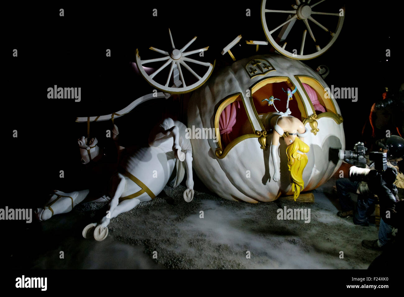 Banksy Cinderella coach crash at Dismaland Weston-Supe- Mare shows