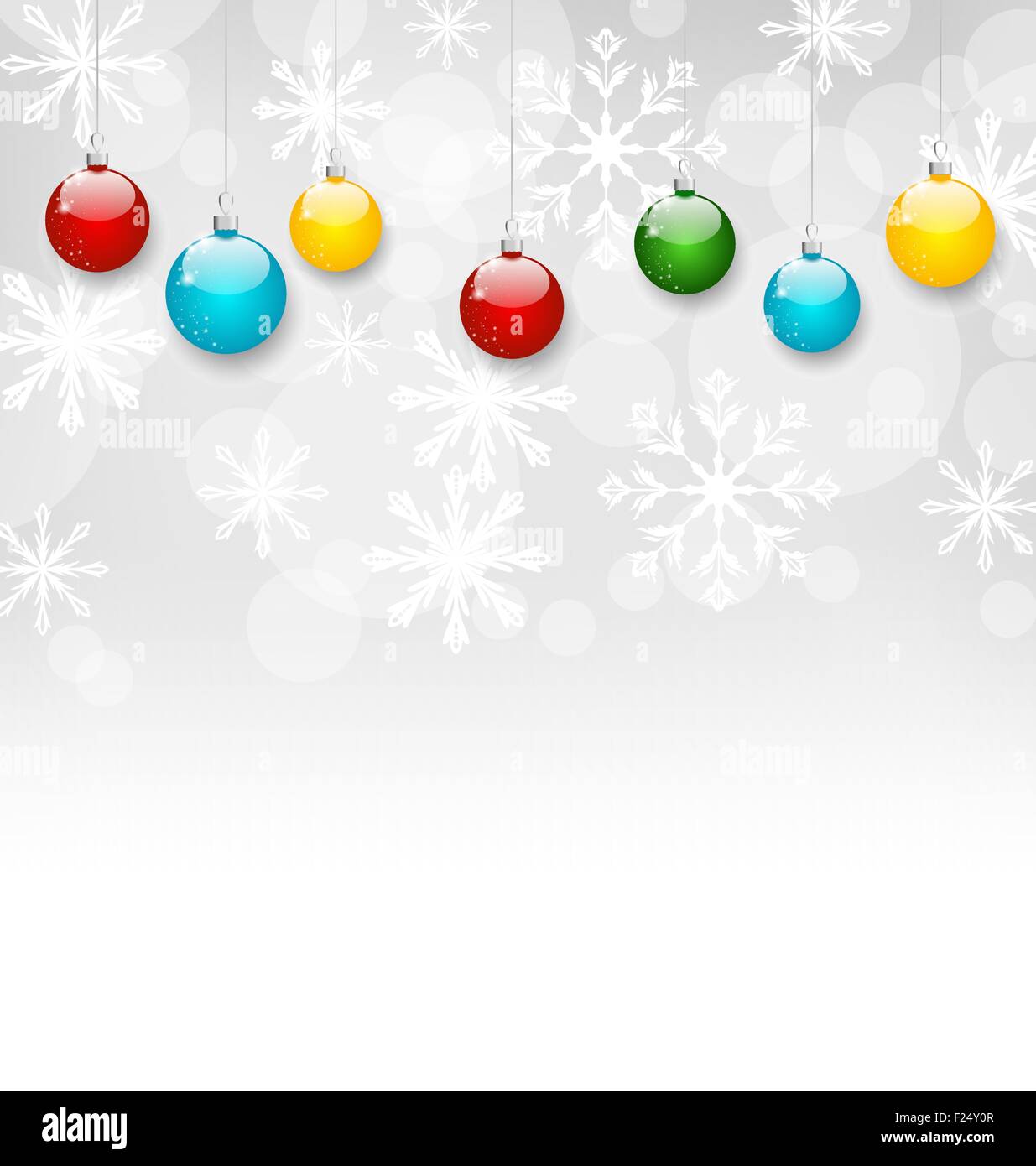 Christmas snowflakes background with set colorful balls Stock Vector ...