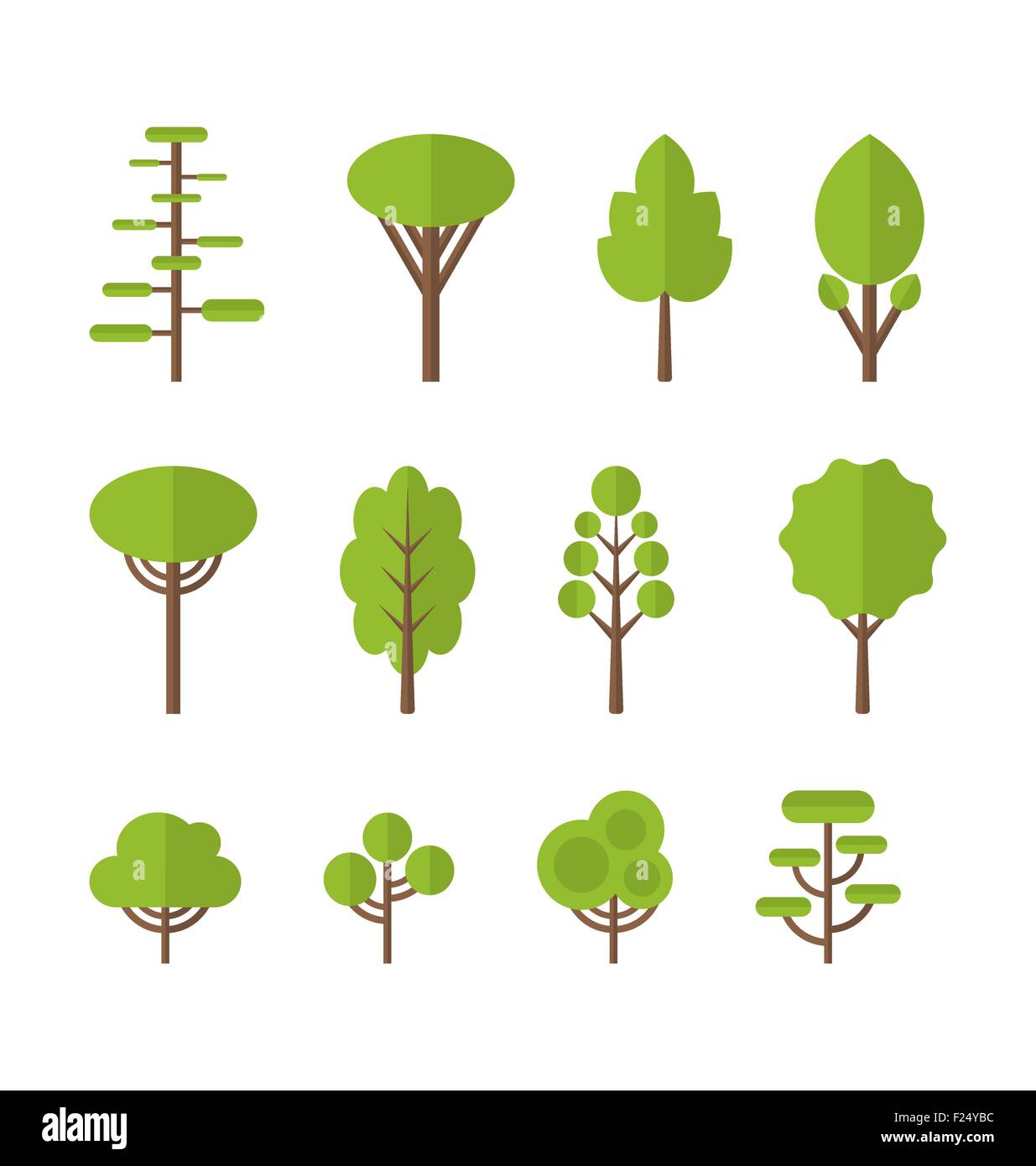 Collection set flat icons tree, garden bush Stock Vector Image & Art ...