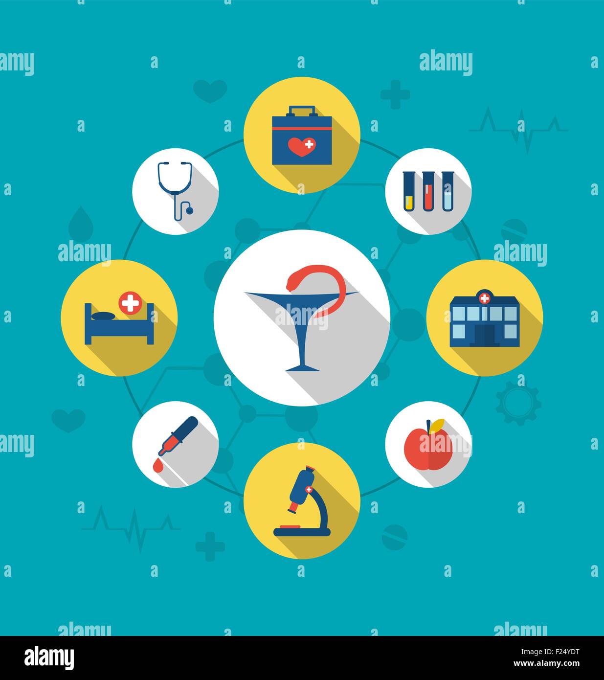 Set trendy flat icons of medical elements and objects Stock Vector ...