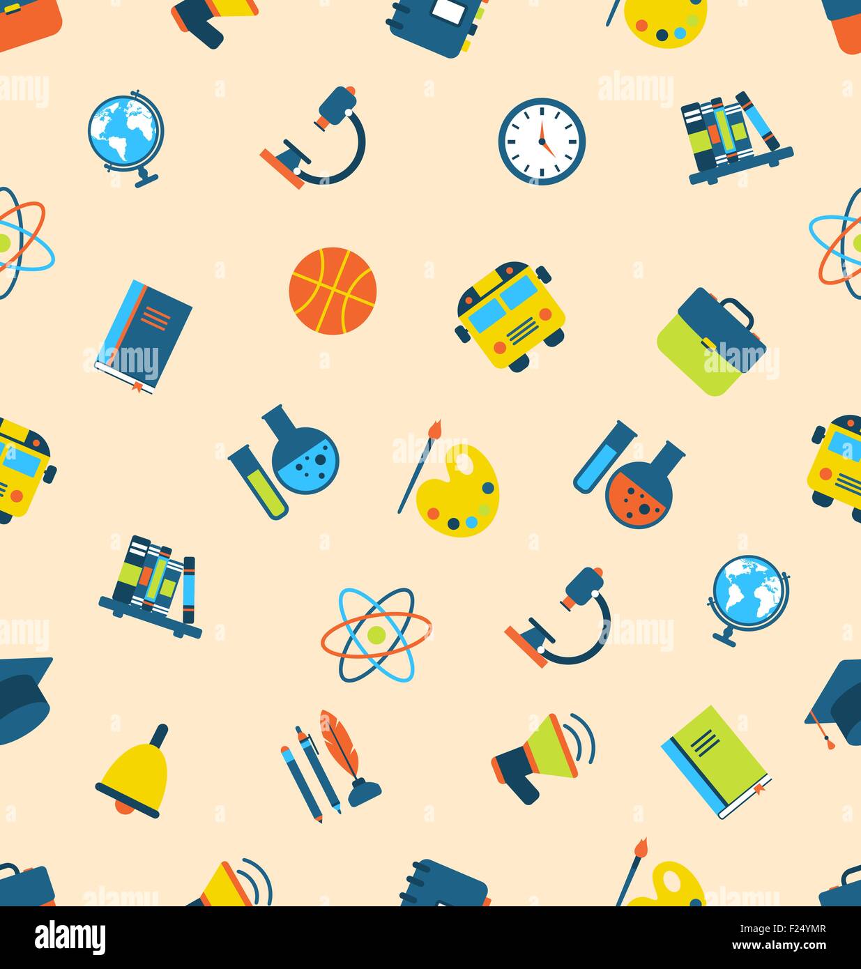 Illustration Seamless Pattern with Icons of Education Subjects, School ...