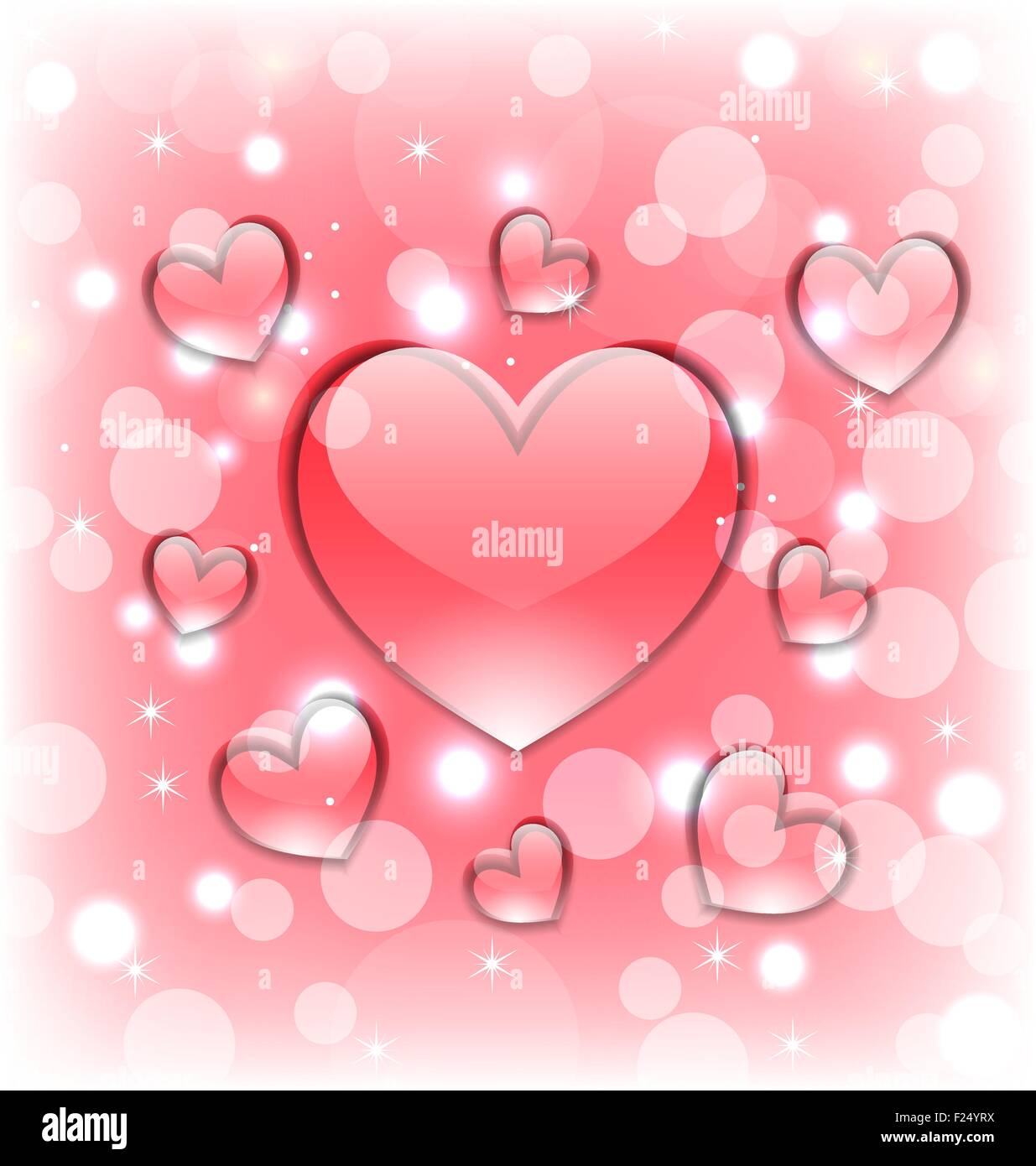 Shimmering background with glassy hearts for Valentine Day Stock Vector ...