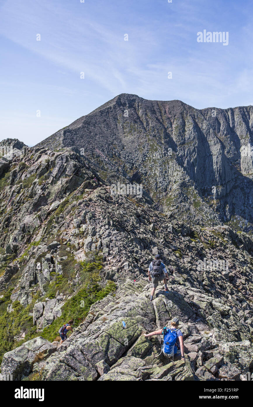 Millinocket, Maine, USA. 5th Sep, 2015. Hikers travel the Knife Edge