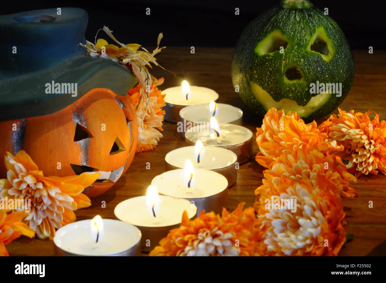 Halloween pumpkin and candles light Stock Photo Alamy
