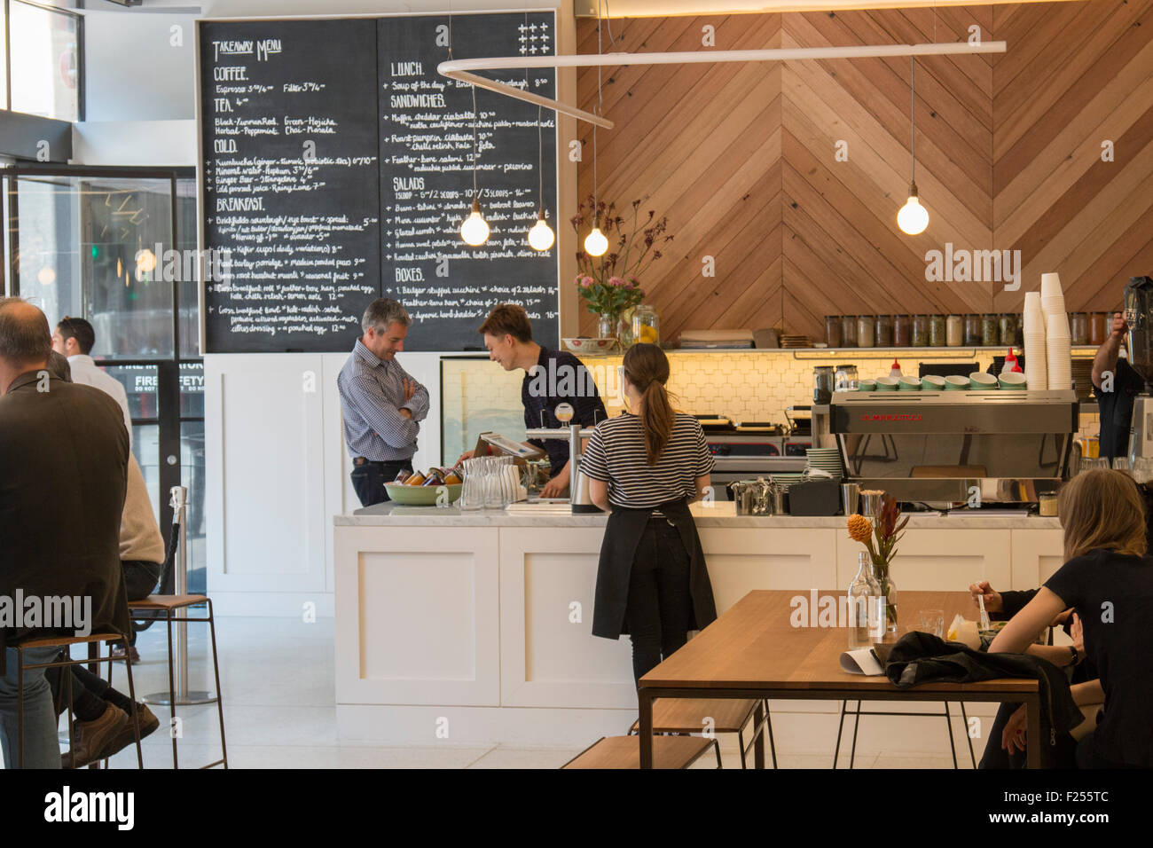 Interior of an australian coffee shop in the foyer of an office building,Sydney,Australia Stock Photo