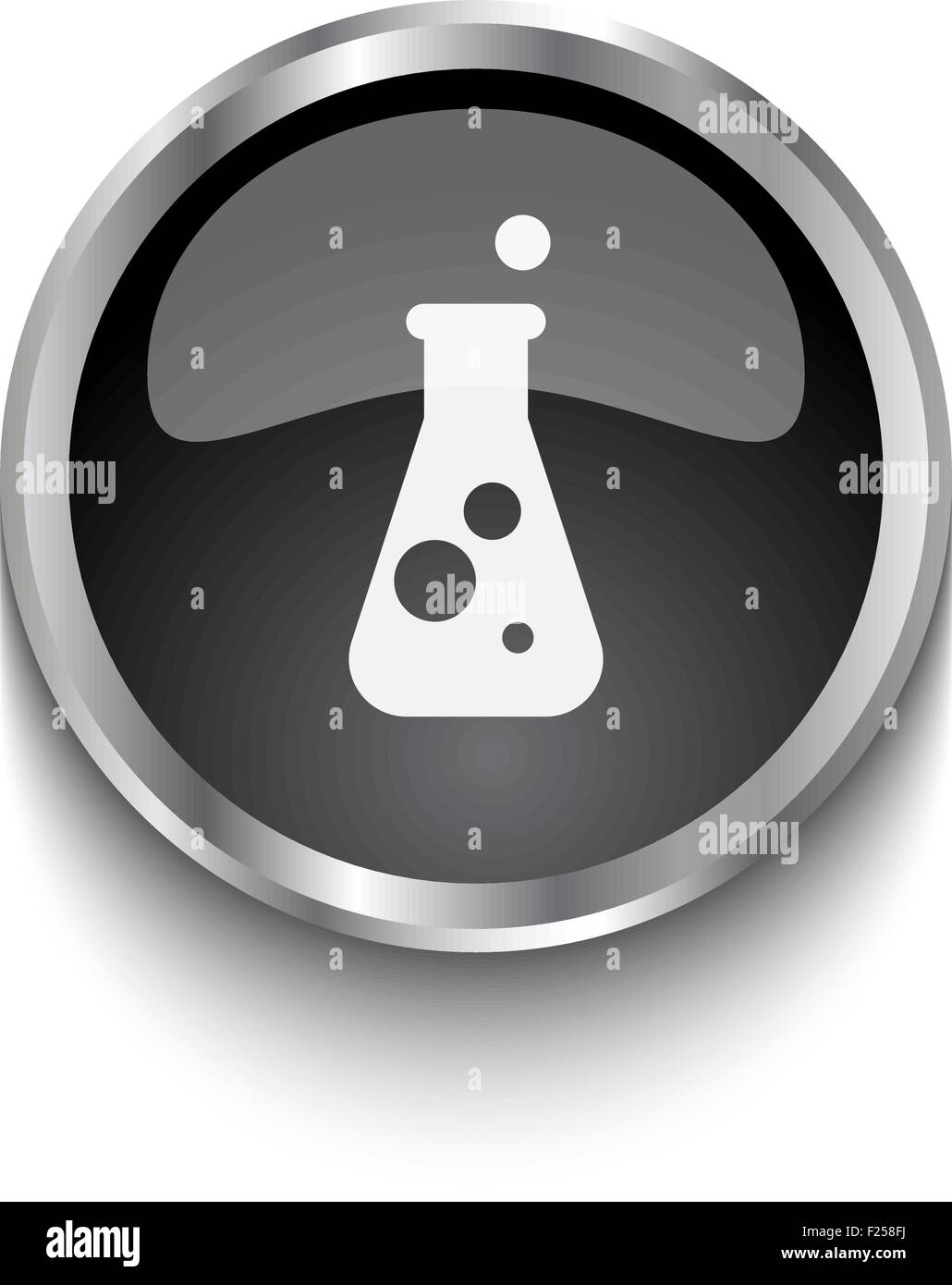 White Conical Flask symbol on black web button Stock Vector Image & Art