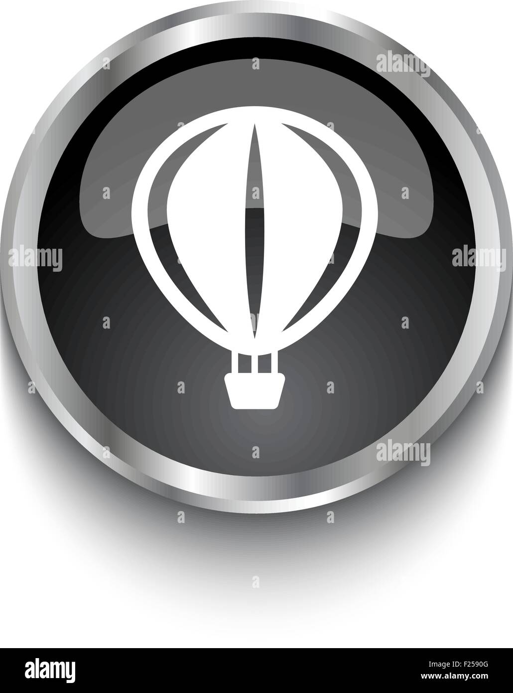 White Air Balloon symbol on black web button Stock Vector