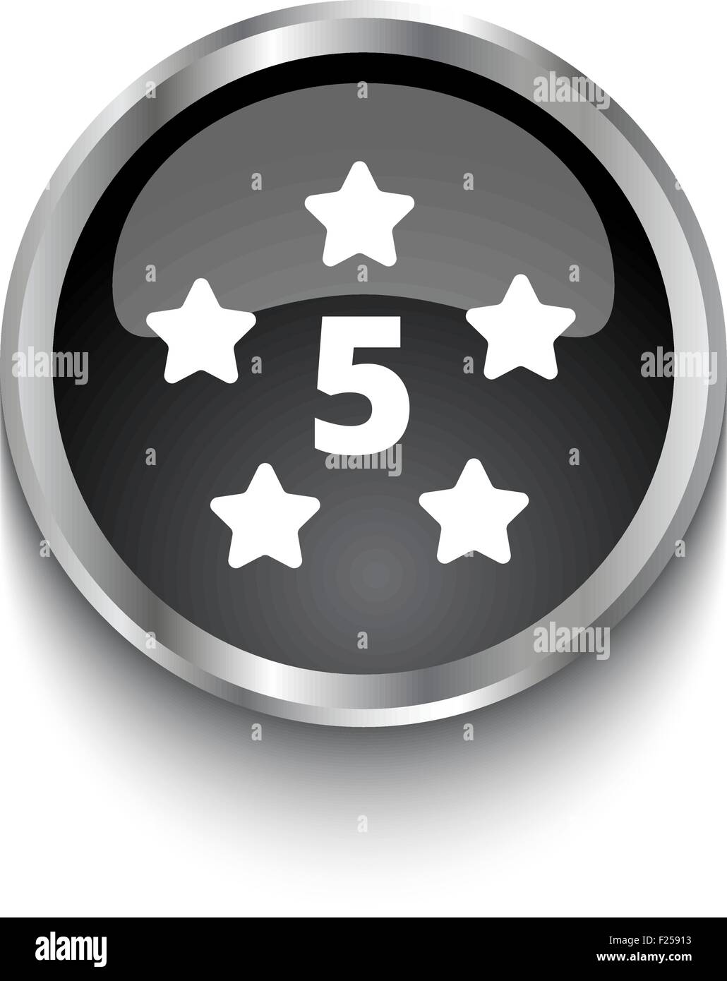 White Five Star symbol on black web button Stock Vector