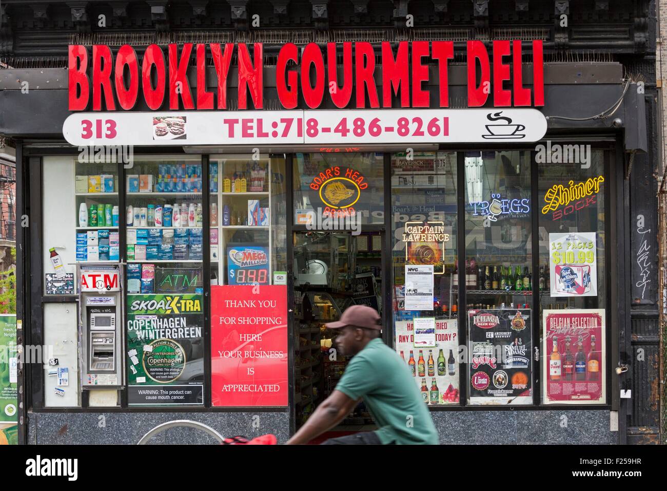 United States, New York, Brooklyn, Williamsburg neighborhood, Bedford Avenue Deli Grocery Stock Photo