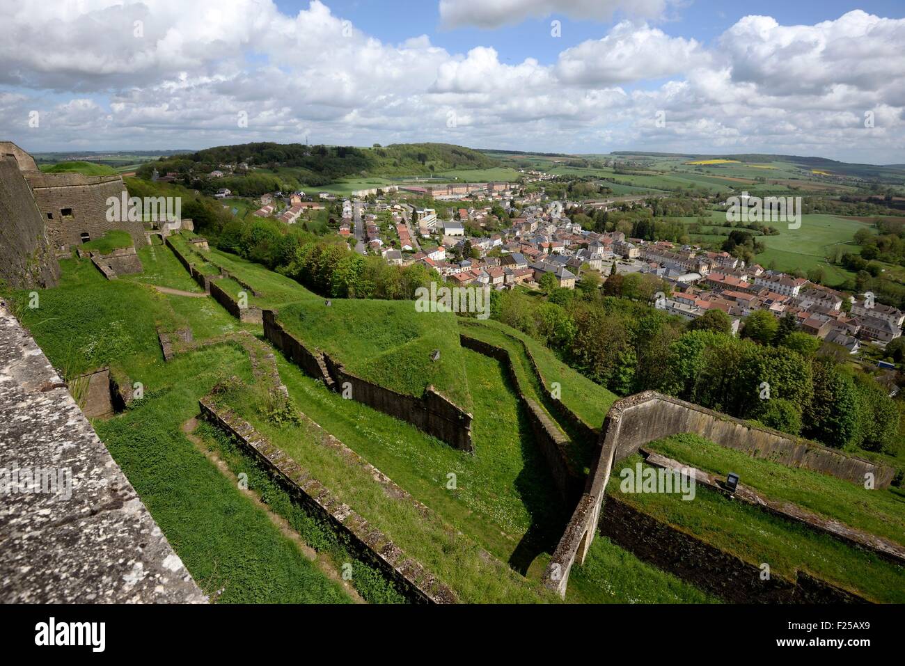 France, Meuse, MontmΘdy, the citadel, overlooking the lower town Stock Photo