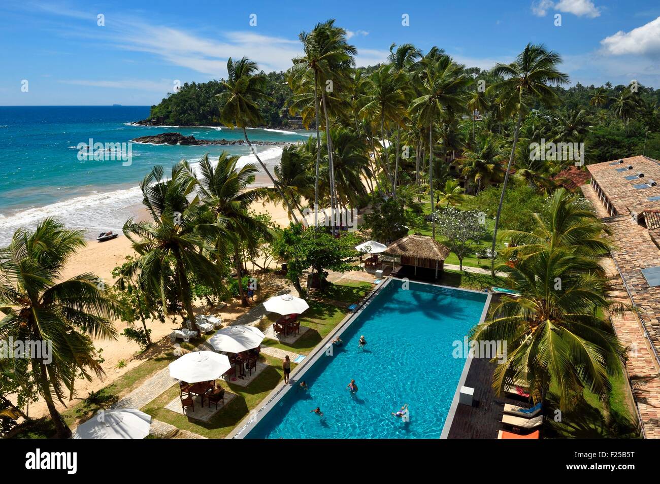 Sri Lanka, Southern Province, Weligama, Mirissa Beach, Paradise Beach Club hotel Stock Photo
