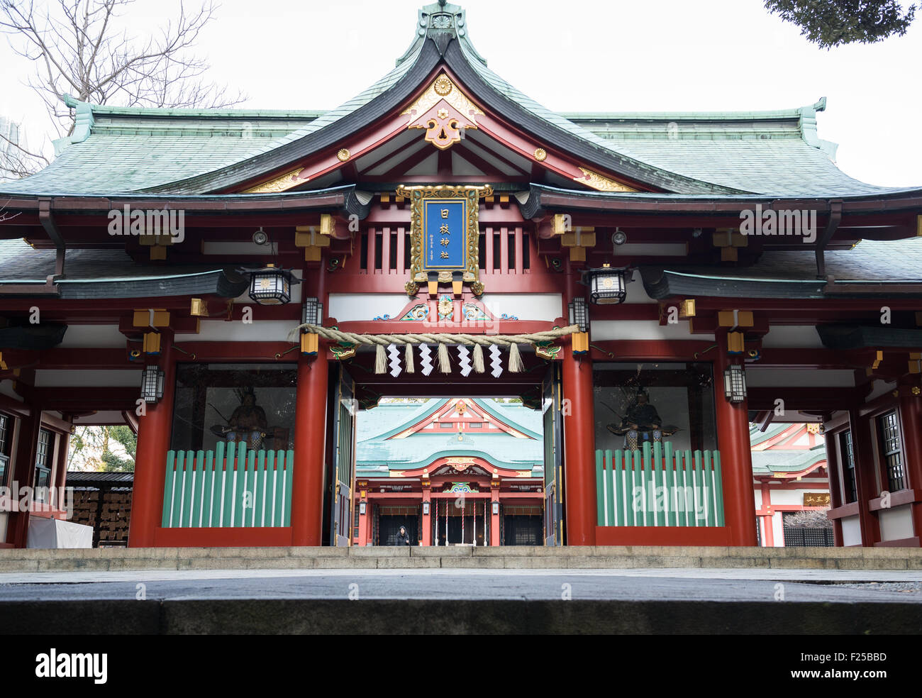 main building in Shinto Hie Shrine in Nagatacho district, Chiyoda special ward of Tokyo, Japan Stock Photo