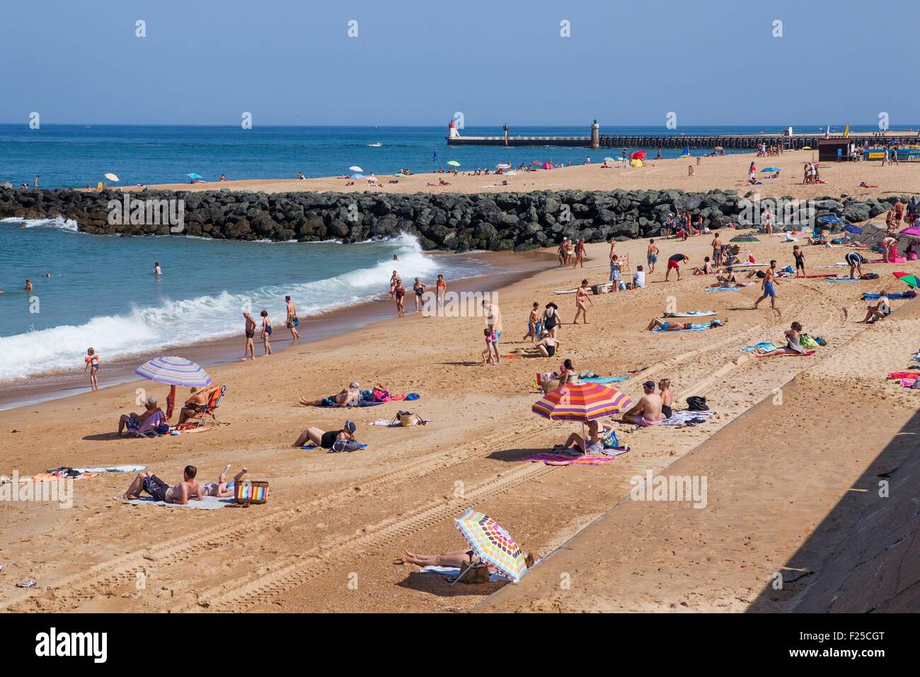France, Landes, Bay of Biscay, Capbreton, the beach Stock Photo