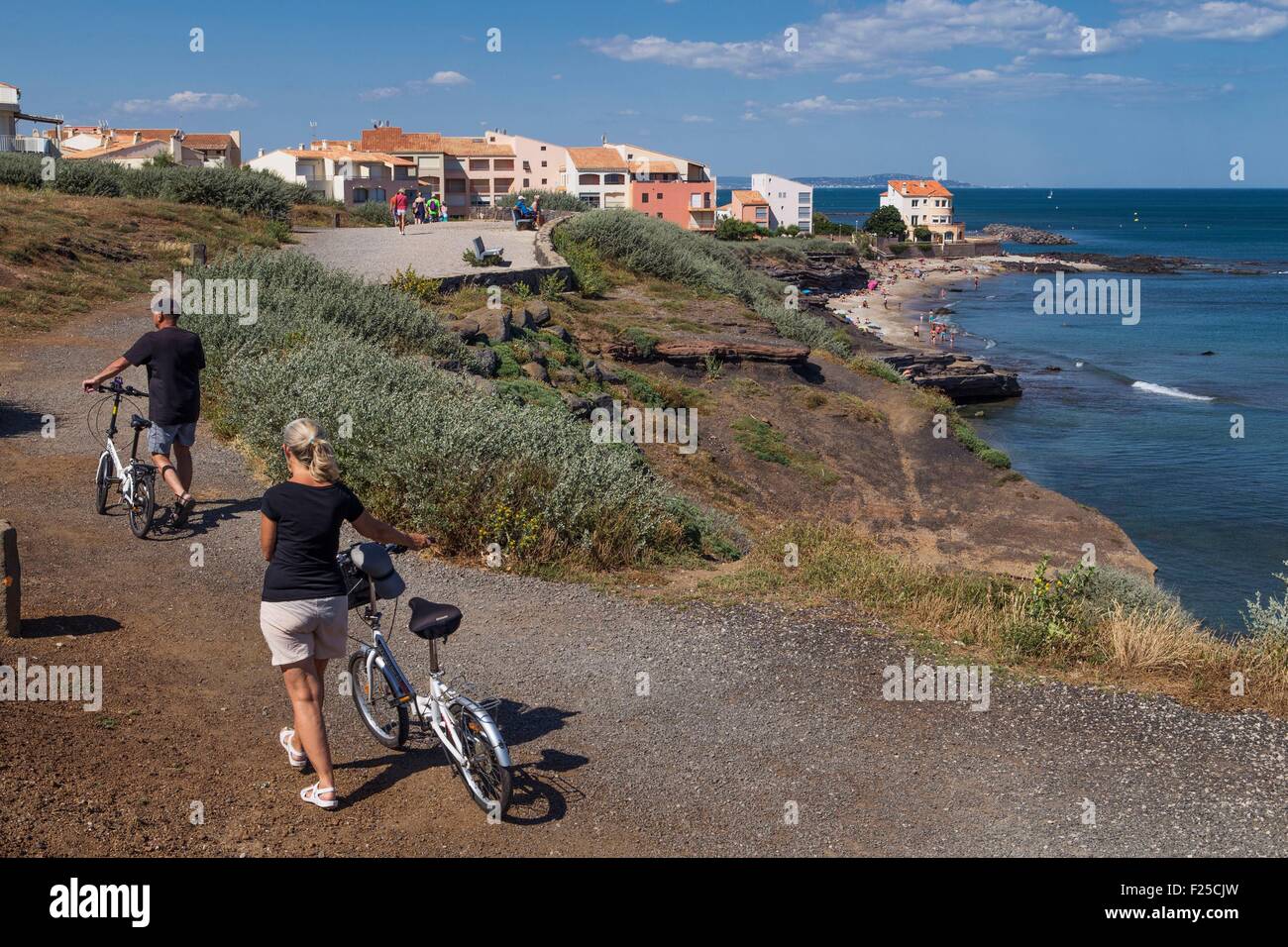 France, Herault, Le Cap d'Agde, walk along the cliff Stock Photo
