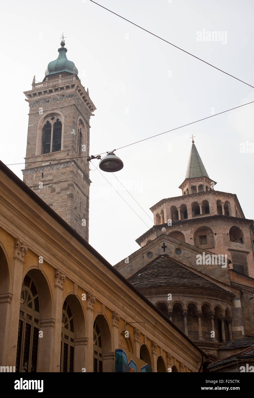 Bell tower of Bergamo Alta, Italy Stock Photo