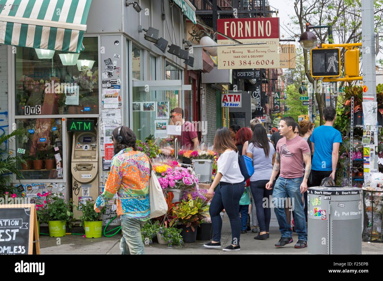 United States, New York, Brooklyn, Williamsburg neighborhood, Bedford Avenue, florist Stock