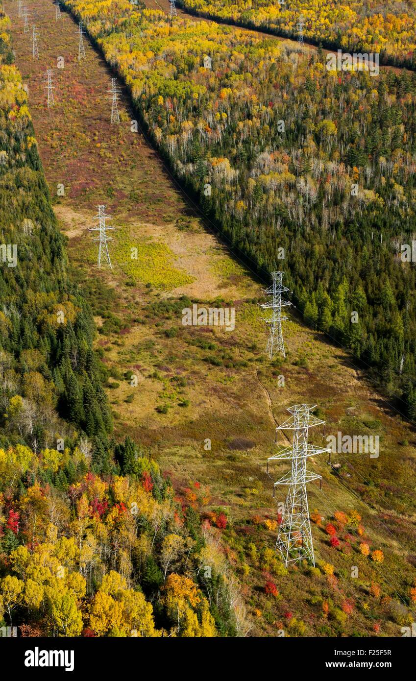 Canada, Quebec province, Charlevoix, High voltage power lines in the