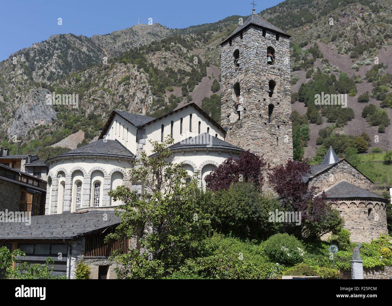 Andorra, Andorra La Vella, capital city of Andorra state, the church Stock Photo