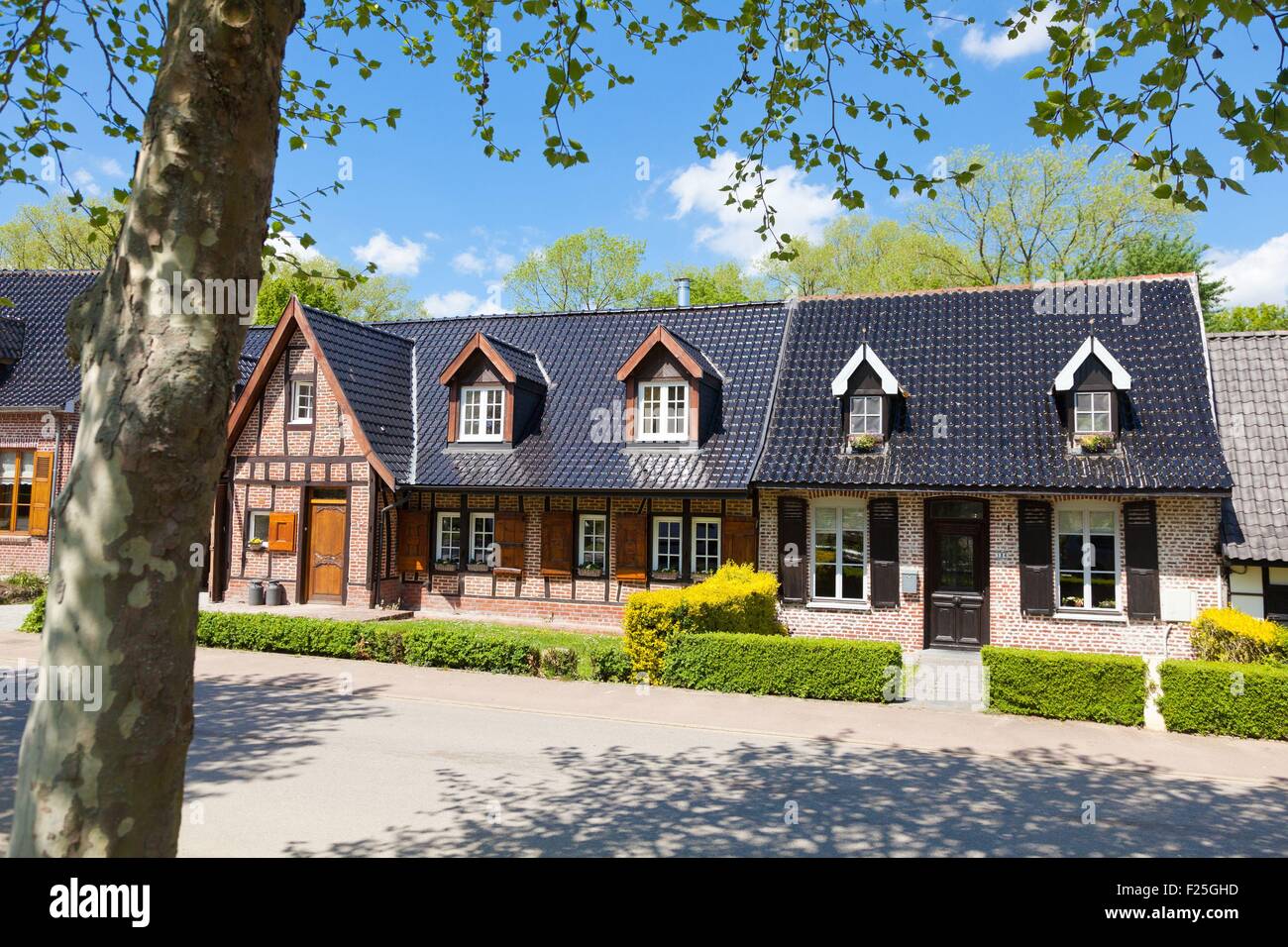 France, Nord, Terdeghem, typical house of the Flanders Stock Photo