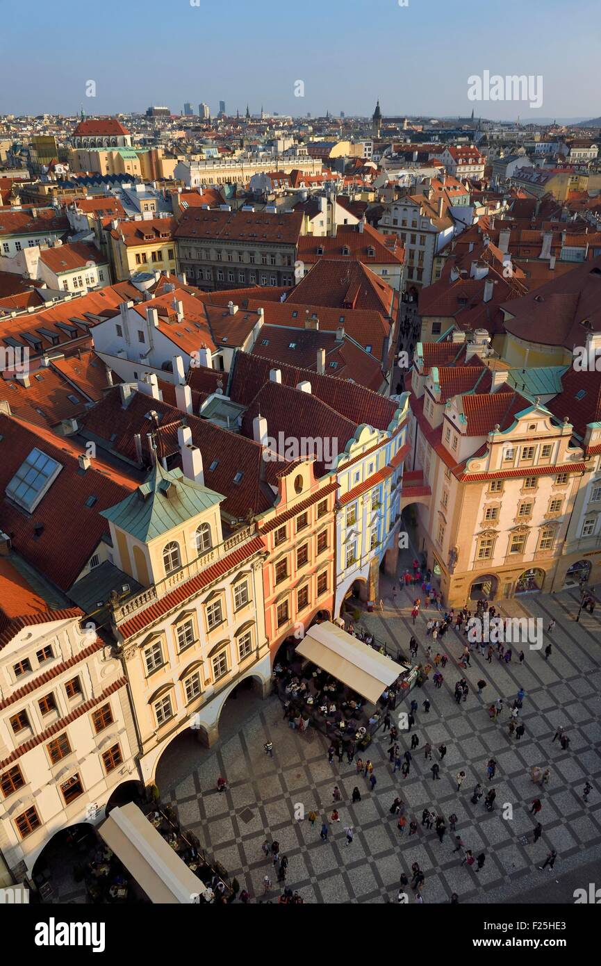 Czech Republic, Prague, historical center listed as World Heritage by UNESCO, the Old Town (Stare Mesto), small square (Staromestske namesti), Renaissance and Baroque facades Stock Photo