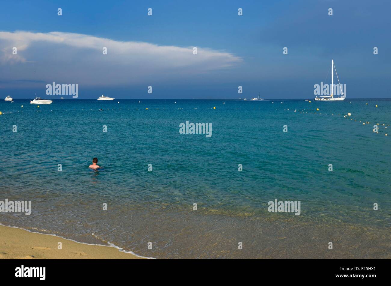 France, Var, Presqu'Ile de Saint-Tropez, Ramatuelle, Pampelonne beach Stock Photo