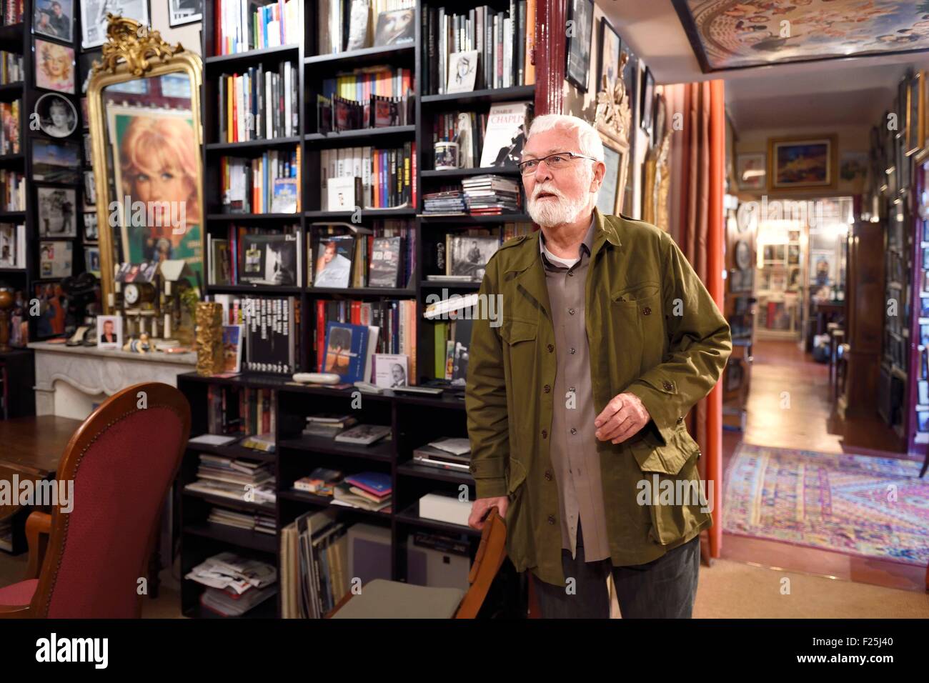 France, Var, Toulon, Philippe Mouren, Mr. Cinema who collects movie posters in his apartment Stock Photo