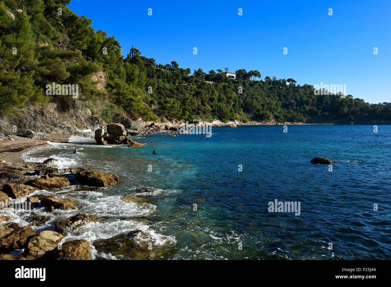 France, Var, the Rade (Roadstead) of Toulon, cap Brun, the cove of MΘjean Stock Photo