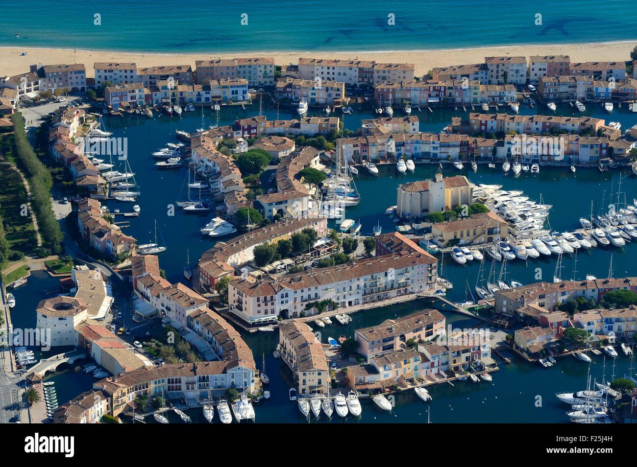 France, Var, Gulf of St Tropez, Port Grimaud seaside town (aerial view  Stock Photo - Alamy