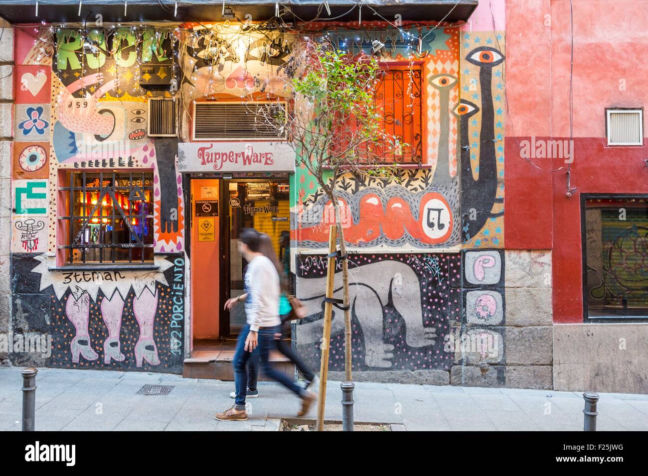 Spain, Madrid, neighborhood Malasana, concert hall and famous bar Tupperware  Stock Photo - Alamy