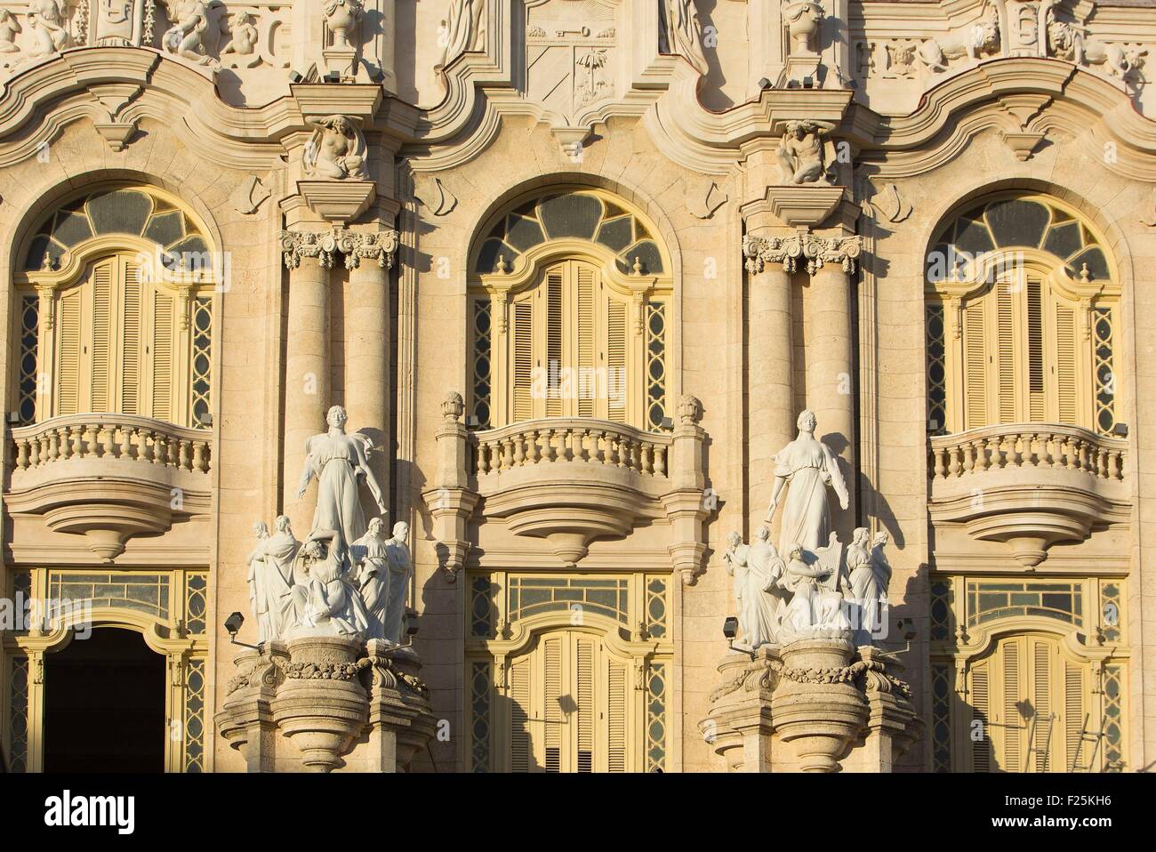 Cuba, Ciudad de la Habana province, La Havana, Centro Habana district, the Gran Teatro de la Habana in neo baroque style Stock Photo