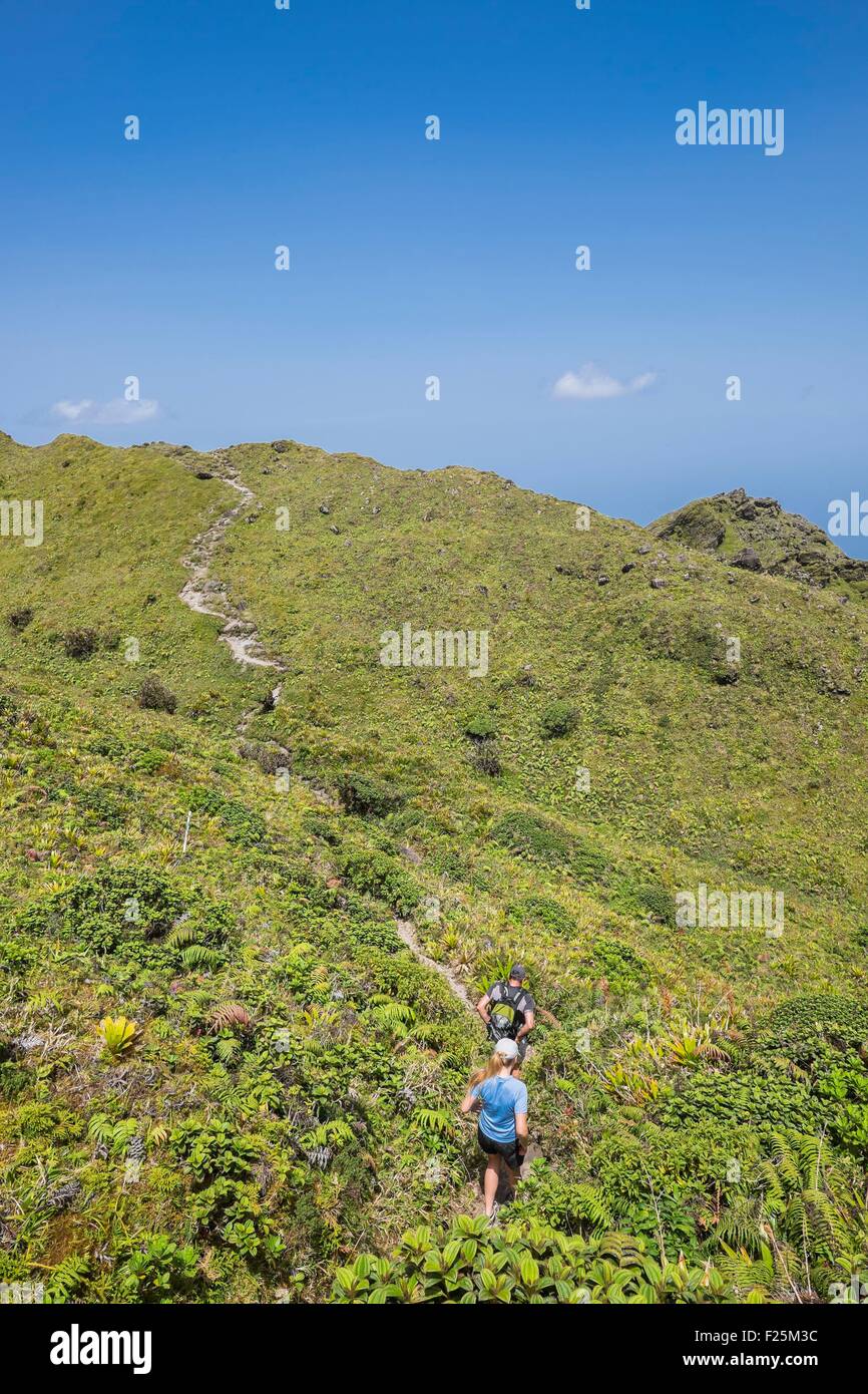 France, Martinique, Mount Pelee, active volcano at the northern end of the island, hiking on