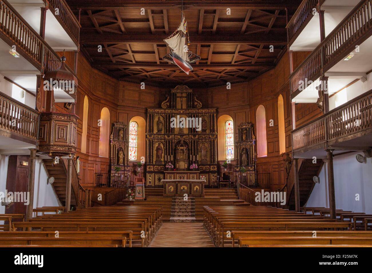 France, Pyrenees Atlantiques, Basque Country, Bidart, church Stock ...