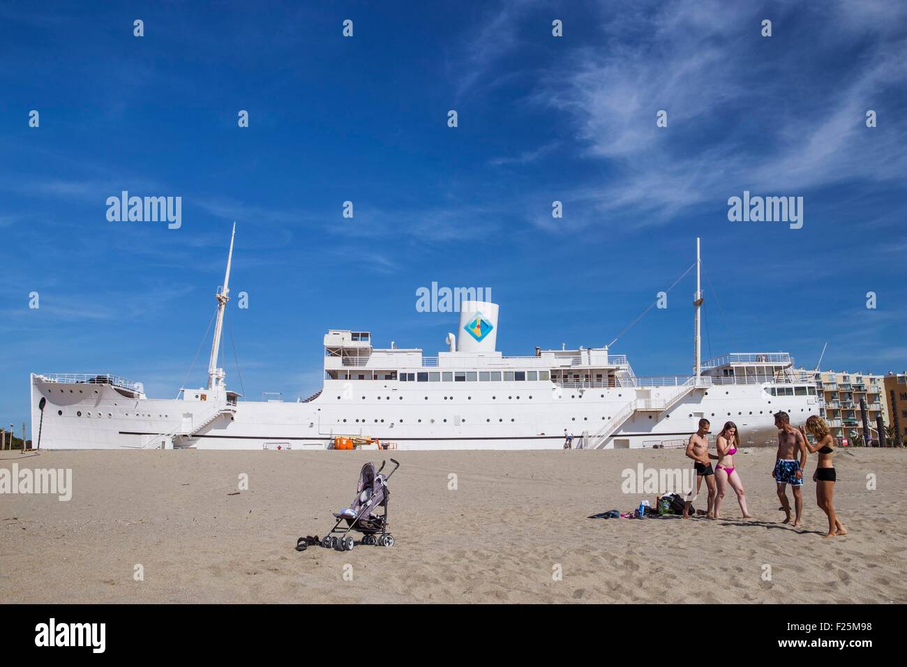 France, Pyrenees Orientales , Port Barcares, Lydia casino in a failed passenger ship Stock Photo