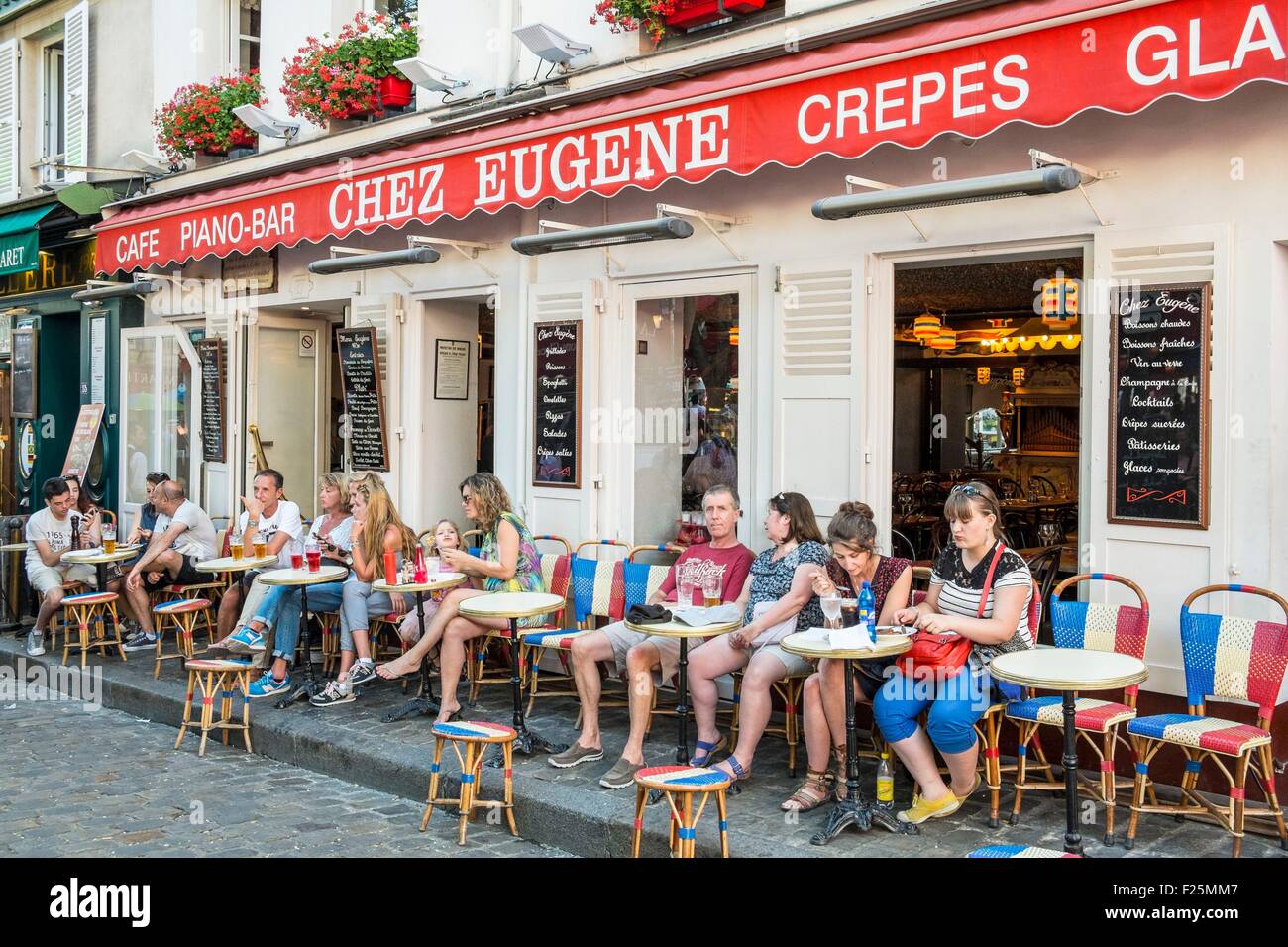 France, Paris, Montmartre and the Place du Tertre, restaurant Chez Eugene Stock Photo