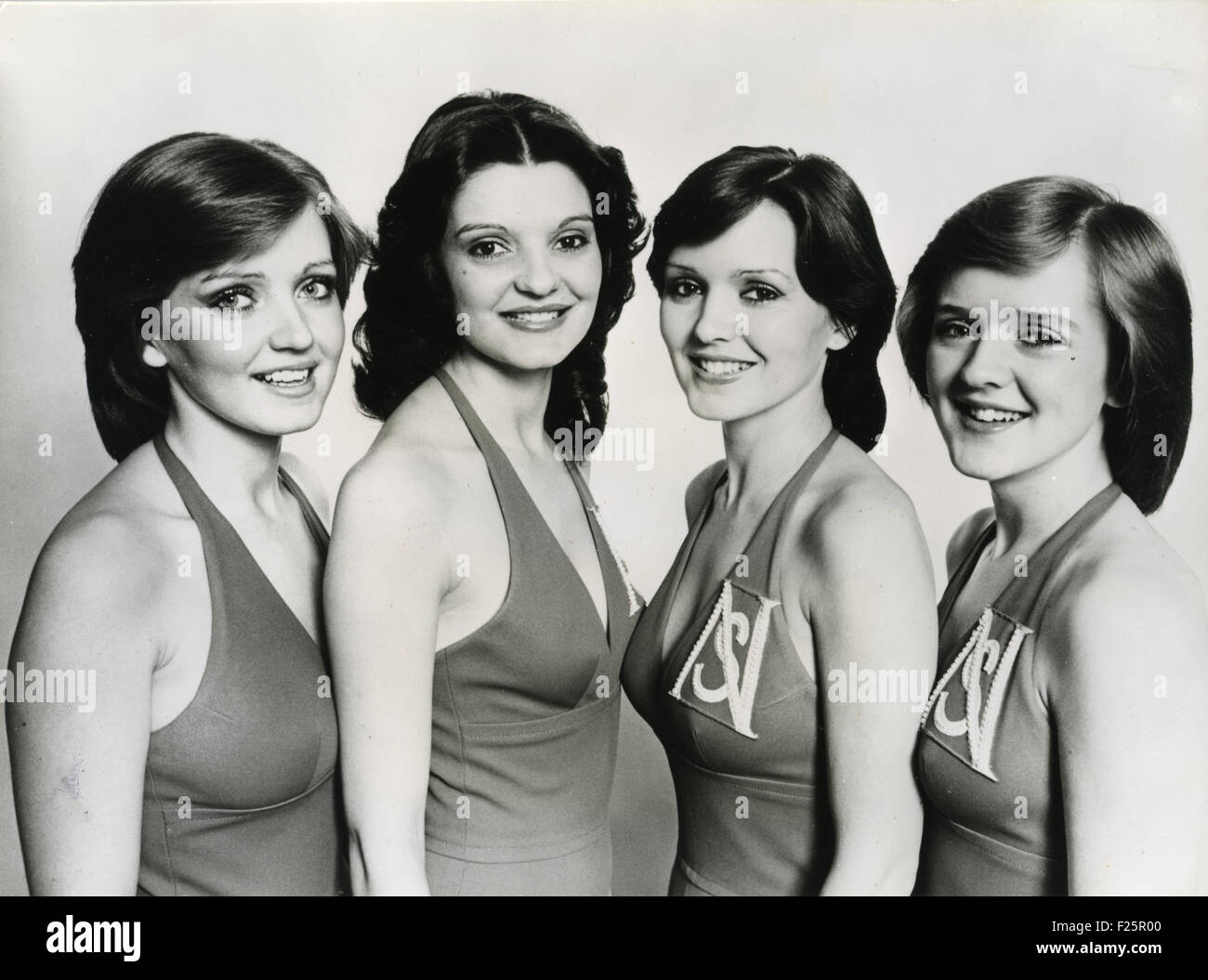 THE NOLANS Promotional photo of Irish-English girl group about 1980 with Bernie Coleen at right Stock Photo