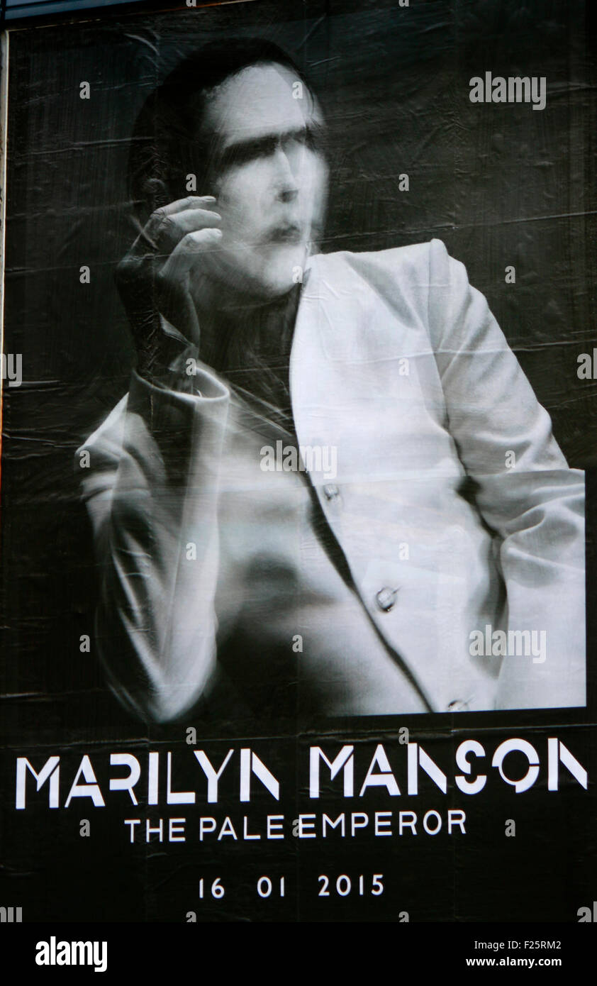Werbung fuer Marilyn Manson-Konzert, Berlin-Tiergarten. Stock Photo